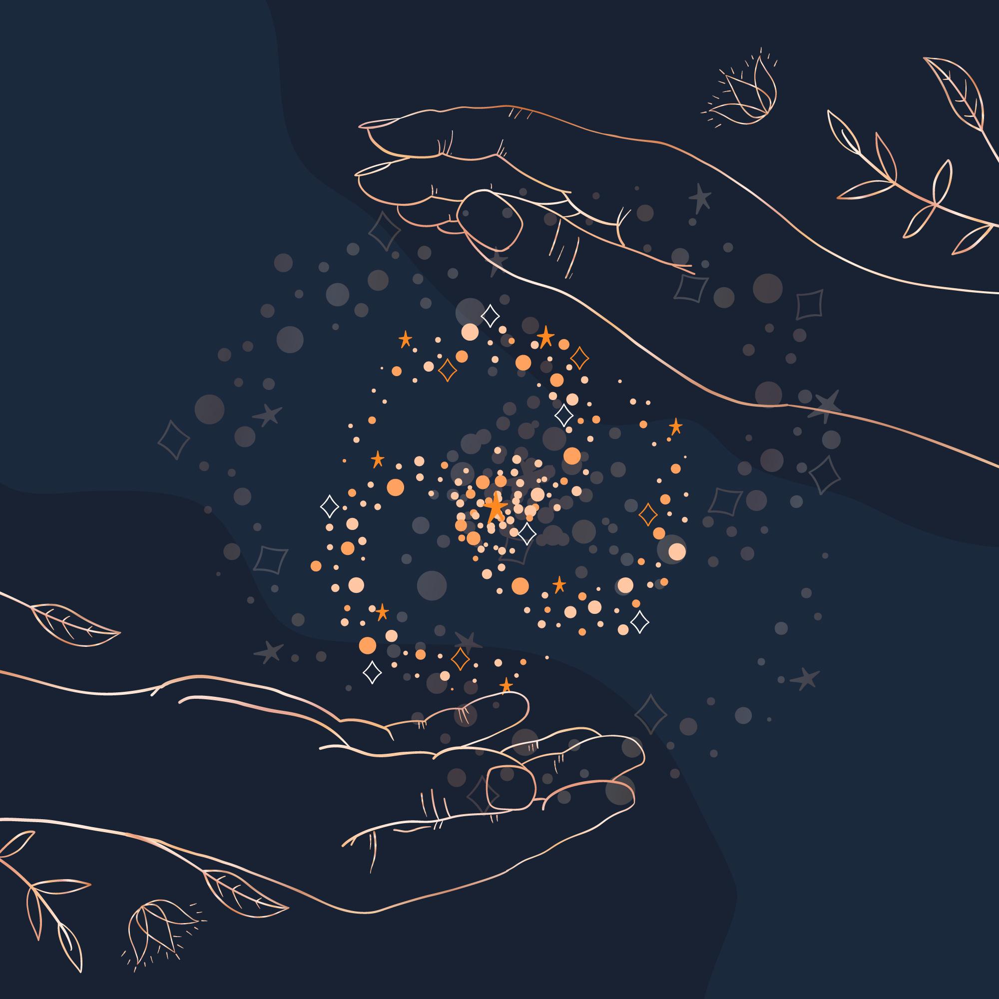 The cosmic energy flowing through Human Hands